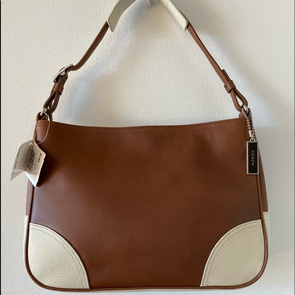 NEW Brown/Cream COACH Leather Hobo/Shoulder Bag w/Tags & Dust Bag